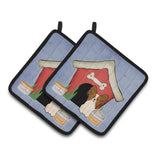 Caroline'S Treasures Dog House Collection Papillon Red White Pair Of Pot Holders Bb2832Pthd, 7.5Hx7.5W, Multicolor