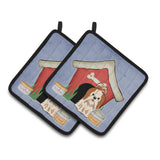 Caroline'S Treasures Dog House Collection Shih Tzu Red White Pair Of Pot Holders Bb2841Pthd, 7.5Hx7.5W, Multicolor