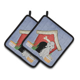 Caroline'S Treasures Dog House Collection Bedlington Terrier Blue Pair Of Pot Holders Bb2844Pthd, 7.5Hx7.5W, Multicolor