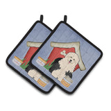 Caroline'S Treasures Dog House Collection Old English Sheepdog Pair Of Pot Holders Bb2850Pthd, 7.5Hx7.5W, Multicolor