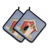 Caroline'S Treasures Dog House Collection Border Collie Red White Pair Of Pot Holders Bb2873Pthd, 7.5Hx7.5W, Multicolor