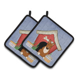 Caroline'S Treasures Dog House Collection Bull Terrier Red Pair Of Pot Holders Bb2888Pthd, 7.5Hx7.5W, Multicolor