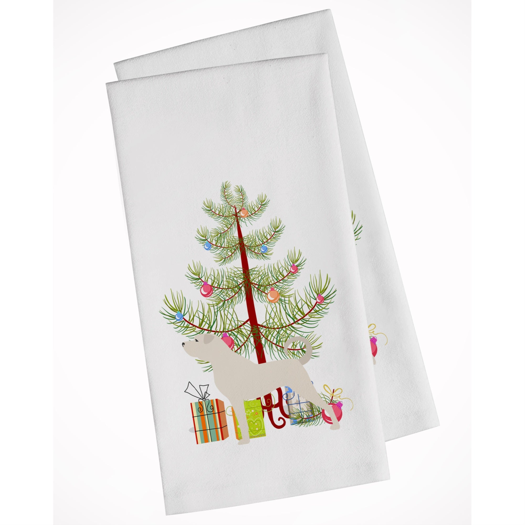 Anatolian Shepherd Merry Christmas Tree White Kitchen Towel Set Of 2