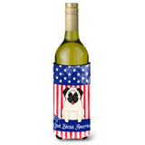 Caroline'S Treasures Bb2999Literk Usa Pug Cream Wine Bottle Insulator Hugger Cold-Beverage-Koozies, 750 Ml, Multicolor
