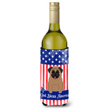 Caroline'S Treasures Bb3000Literk Usa Pug Brown Wine Bottle Insulator Hugger Cold-Beverage-Koozies, 750 Ml, Multicolor
