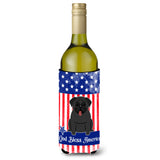 Caroline'S Treasures Bb3001Literk Usa Pug Black Wine Bottle Insulator Hugger Cold-Beverage-Koozies, 750 Ml, Multicolor