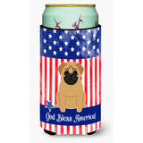 Caroline'S Treasures Bb3002Tbc Patriotic Usa Pug Brown Tall Boy Hugger Cold-Beverage-Koozies, Multicolor