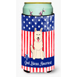 Caroline'S Treasures Bb3040Tbc Patriotic Usa White German Shepherd Tall Boy Hugger Cold-Beverage-Koozies, Multicolor