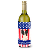 Caroline'S Treasures Bb3071Literk Usa Papillon Black White Wine Bottle Hugger Cold-Beverage-Koozies, 750 Ml, Multicolor