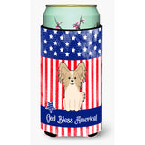 Caroline'S Treasures Bb3072Tbc Patriotic Usa Papillon Sable White Tall Boy Hugger Cold-Beverage-Koozies, Multicolor