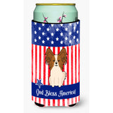 Caroline'S Treasures Bb3073Tbc Patriotic Usa Papillon Red White Tall Boy Hugger Cold-Beverage-Koozies, Multicolor