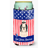 Caroline'S Treasures Bb3083Tbc Patriotic Usa Shih Tzu Black White Tall Boy Hugger Cold-Beverage-Koozies, Multicolor