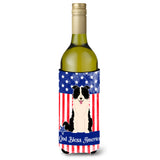 Caroline'S Treasures Bb3113Literk Usa Border Collie Black White Wine Bottle Hugger Cold-Beverage-Koozies, 750 Ml, Multicolor