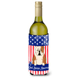 Caroline'S Treasures Bb3120Literk Usa English Bulldog Fawn White Wine Bottle Hugger Cold-Beverage-Koozies, 750 Ml, Multicolor,