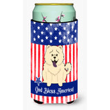 Caroline'S Treasures Bb3135Tbc Patriotic Usa Chow White Tall Boy Hugger Cold-Beverage-Koozies, Multicolor