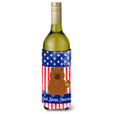 Caroline'S Treasures Bb3137Literk Patriotic Usa Chow Red Wine Bottle Hugger Cold-Beverage-Koozies, 750 Ml, Multicolor
