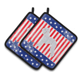 Caroline'S Treasures Usa Patriotic Bedlington Terrier Pair Of Pot Holders Bb3294Pthd, 7.5Hx7.5W, Multicolor