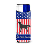 Caroline'S Treasures Usa Patriotic Black Labrador Retriever Michelob Ultra Hugger For Slim Cans, Slim Can, Multicolor