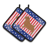 Caroline'S Treasures Usa Patriotic Norfolk Terrier Pair Of Pot Holders Bb3309Pthd, 7.5Hx7.5W, Multicolor