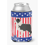 Caroline'S Treasures Usa Patriotic Black Border Collie Can Or Bottle Hugger Bb3323Cc, Can Hugger, Multicolor