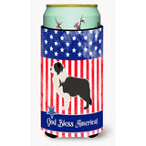 Caroline'S Treasures Usa Patriotic Black Border Collie Beverage Insulator Hugger, Tall Boy, Multicolor