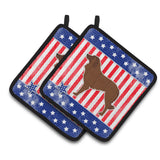 Caroline'S Treasures Usa Patriotic Portuguese Sheepdog Dog Pair Of Pot Holders Bb3331Pthd, 7.5Hx7.5W, Multicolor