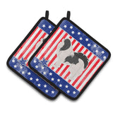 Caroline'S Treasures Usa Patriotic Japanese Chin Pair Of Pot Holders Bb3337Pthd, 7.5Hx7.5W, Multicolor