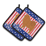 Caroline'S Treasures Usa Patriotic Chow Pair Of Pot Holders Bb3351Pthd, 7.5Hx7.5W, Multicolor
