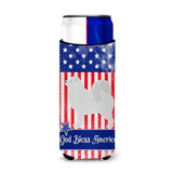 Caroline'S Treasures Usa Patriotic Samoyed Michelob Ultra Hugger For Slim Cans, Slim Can, Multicolor
