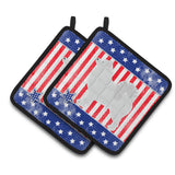 Caroline'S Treasures Usa Patriotic Samoyed Pair Of Pot Holders Bb3359Pthd, 7.5Hx7.5W, Multicolor