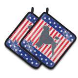 Caroline'S Treasures Usa Patriotic Portuguese Water Dog Pair Of Pot Holders Bb3368Pthd, 7.5Hx7.5W, Multicolor