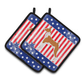 Caroline'S Treasures Usa Patriotic Basenji Pair Of Pot Holders Bb3374Pthd, 7.5Hx7.5W, Multicolor