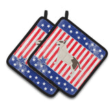 Caroline'S Treasures Usa Patriotic Bull Terrier Pair Of Pot Holders Bb3378Pthd, 7.5Hx7.5W, Multicolor