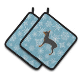 Caroline'S Treasures Winter Snowflake Toy Fox Terrier Pair Of Pot Holders Bb3487Pthd, 7.5Hx7.5W, Multicolor