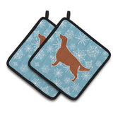 Caroline'S Treasures Winter Snowflake Irish Setter Pair Of Pot Holders Bb3493Pthd, 7.5Hx7.5W, Multicolor