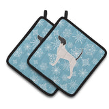 Caroline'S Treasures Winter Snowflake English Pointer Pair Of Pot Holders Bb3495Pthd, 7.5Hx7.5W, Multicolor