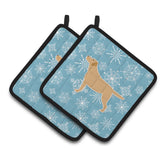 Caroline'S Treasures Winter Snowflake Yellow Labrador Retriever Pair Of Pot Holders Bb3497Pthd, 7.5Hx7.5W, Multicolor