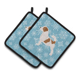 Caroline'S Treasures Winter Snowflake Jack Russell Terrier Pair Of Pot Holders Bb3507Pthd, 7.5Hx7.5W, Multicolor