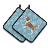 Caroline'S Treasures Winter Snowflake Beagle Pair Of Pot Holders Bb3510Pthd, 7.5Hx7.5W, Multicolor