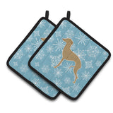 Caroline'S Treasures Winter Snowflake Italian Greyhound Pair Of Pot Holders Bb3514Pthd, 7.5Hx7.5W, Multicolor