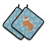 Caroline'S Treasures Winter Snowflake Collie Pair Of Pot Holders Bb3516Pthd, 7.5Hx7.5W, Multicolor