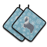Caroline'S Treasures Winter Snowflake Bearded Collie Pair Of Pot Holders Bb3517Pthd, 7.5Hx7.5W, Multicolor