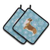 Caroline'S Treasures Winter Snowflake Corgi Pair Of Pot Holders Bb3520Pthd, 7.5Hx7.5W, Multicolor