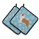 Caroline'S Treasures Winter Snowflake Australian Shepherd Dog Pair Of Pot Holders Bb3533Pthd, 7.5Hx7.5W, Multicolor