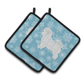 Caroline'S Treasures Winter Snowflake Maltese Pair Of Pot Holders Bb3536Pthd, 7.5Hx7.5W, Multicolor