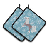 Caroline'S Treasures Winter Snowflake Chinese Crested Pair Of Pot Holders Bb3543Pthd, 7.5Hx7.5W, Multicolor