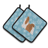 Caroline'S Treasures Winter Snowflake Shih Tzu Pair Of Pot Holders Bb3546Pthd, 7.5Hx7.5W, Multicolor