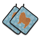 Caroline'S Treasures Winter Snowflake Chow Pair Of Pot Holders Bb3551Pthd, 7.5Hx7.5W, Multicolor