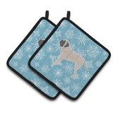 Caroline'S Treasures Winter Snowflake English Mastiff Pair Of Pot Holders Bb3556Pthd, 7.5Hx7.5W, Multicolor