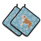 Caroline'S Treasures Winter Snowflake English Bulldog Pair Of Pot Holders Bb3562Pthd, 7.5Hx7.5W, Multicolor